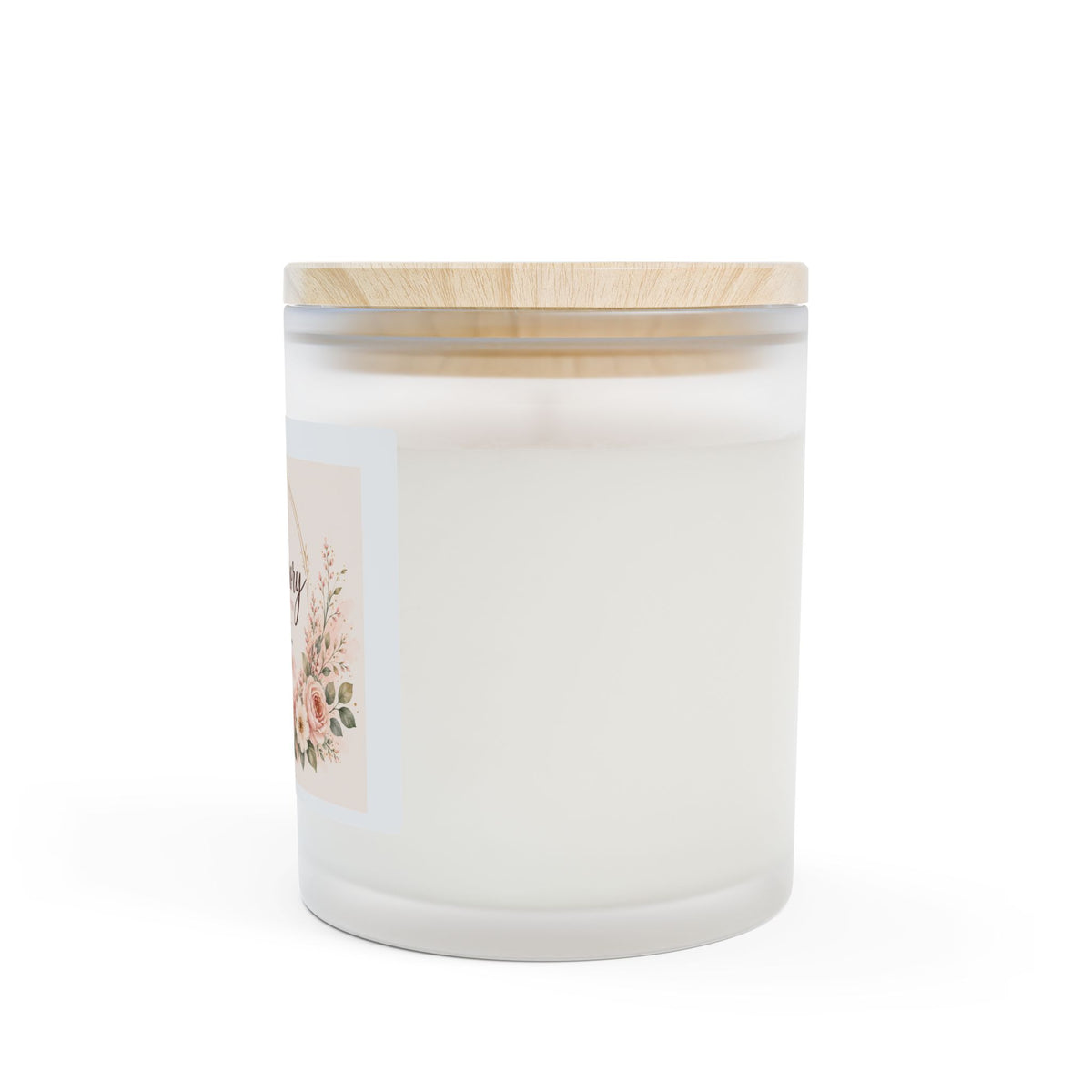 Frosted Glass Candle – Floral Scented Soy Candle with Wooden Lid (11 oz) ( Please Choose your Scent )