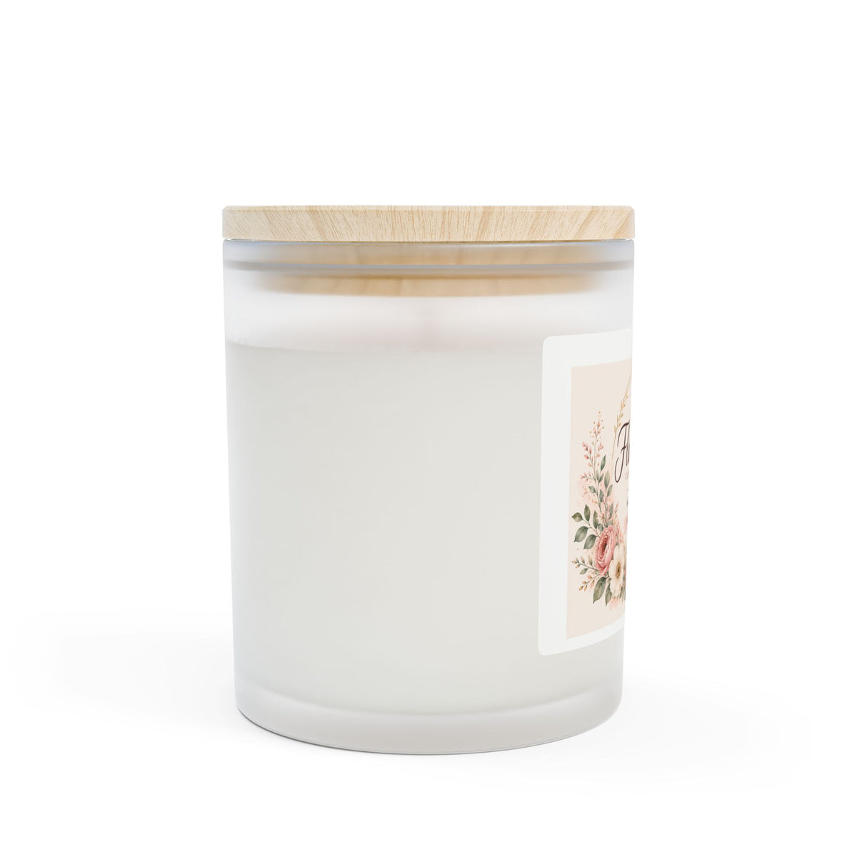 Frosted Glass Candle – Floral Scented Soy Candle with Wooden Lid (11 oz) ( Please Choose your Scent )
