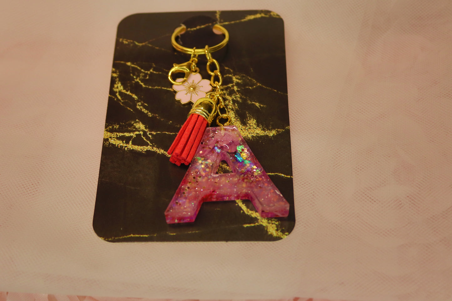 Alphabet  Resin Initial Keychain