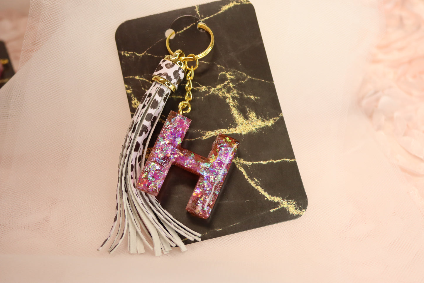 Alphabet  Resin Initial Keychain